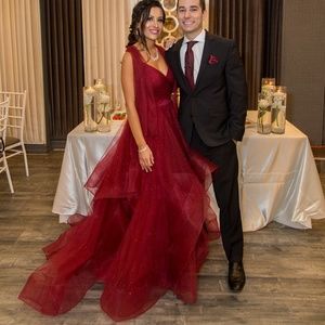 Terani Couture Ballgown Dress in Maroon